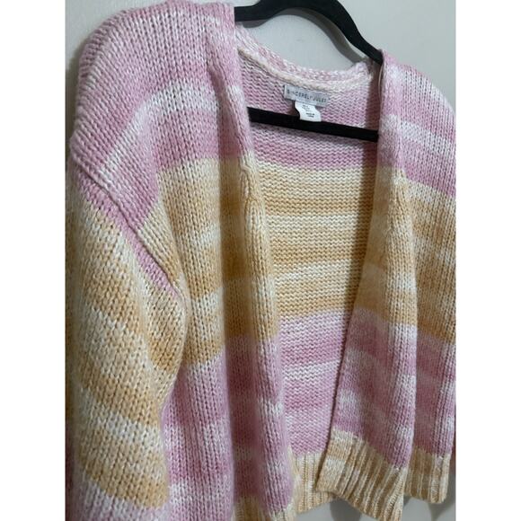 Sincerely Jules Small Knitted Open Front Long Sleeve V-Neck Sweater Pastels - Picture 5 of 8